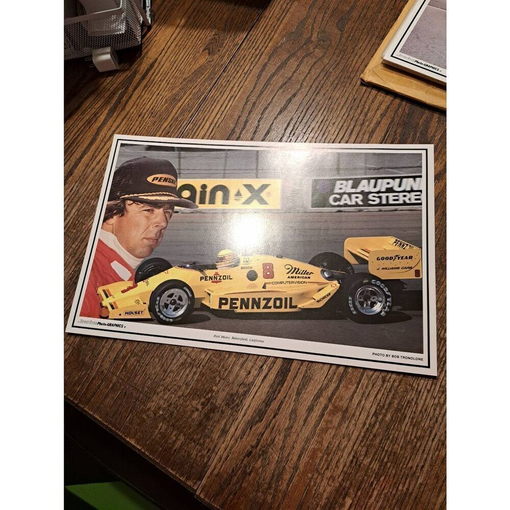 VINTAGE Rick Mears IndyCar Pennzoil #8 Poster Sports Star Photo 11x17 CREASED